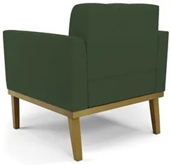 Sofá Namoradeira e 2 Poltronas Base Madeira Castanho Ana Veludo Verde