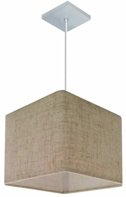 Lustre Pendente Quadrado Vivare Md-4058 Cúpula em Tecido 21/25x25cm - Bivolt