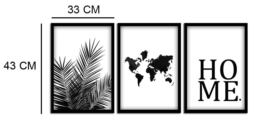 Kit 03 Quadros Decorativos "Mapa" 43x33 Cm Cada - D'Rossi