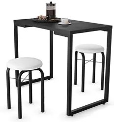 Conjunto Mesa de Cozinha Prattica Industrial 90cm com 2 Banquetas F02