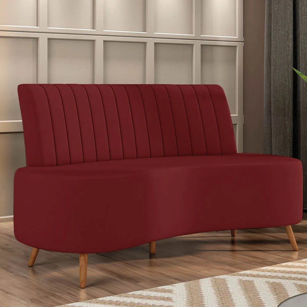 Sofá 2 Lugares Living 135Cm Pé Palito Maraú Veludo K01 - D'Rossi - Vermelho