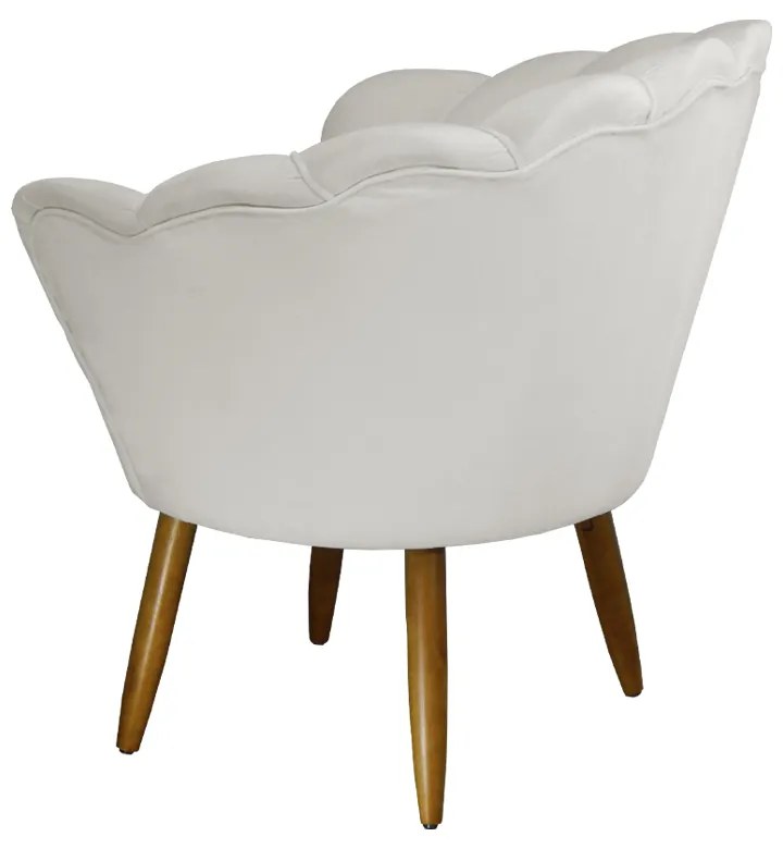 Poltrona Decorativa Pétala Pés Palito Suede Bege - Sheep Estofados