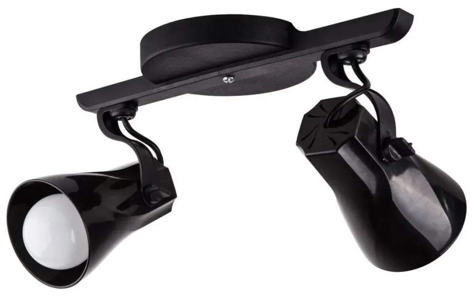 Spot Trilho Duplo Octa 2 Sobrepor Direcionável E-27 Preto com design moderno e ajuste flexível