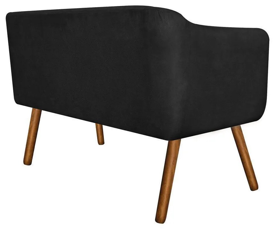 Namoradeira 02 Lugares Julia Suede Preto com Strass Pés Palito Castanho D'Rossi