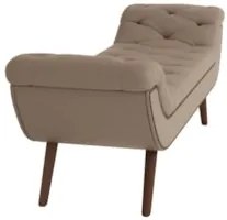Puff Recamier Calçadeira 160cm Pés Palito Madeira Vêneto Z37 Linho Beg