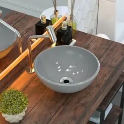 Cuba Pia de Apoio para Banheiro Redonda Bowl 35 C08 Cinza - Mpozenato