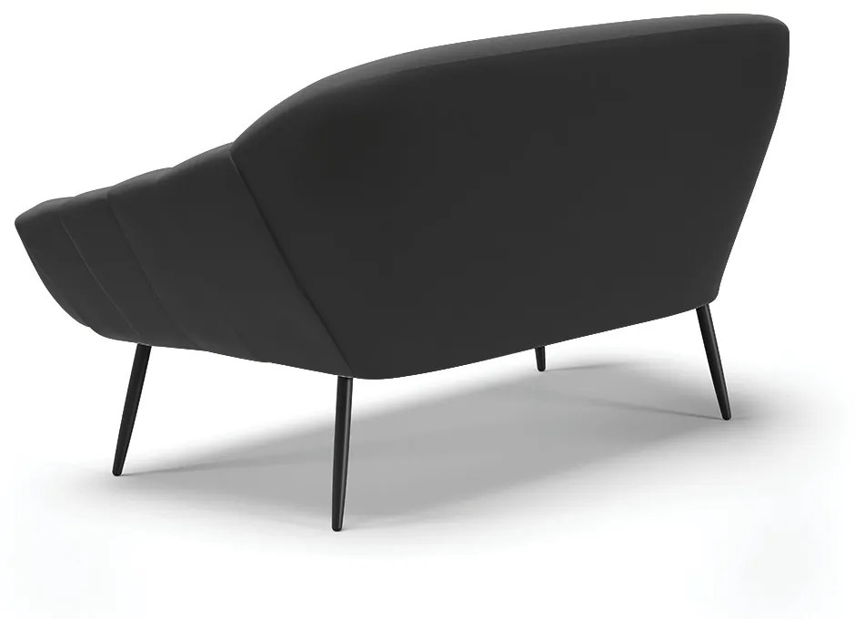 Namoradeira 02 Lugares Giovana Suede Preto Pés Palito de Ferro - D'Rossi