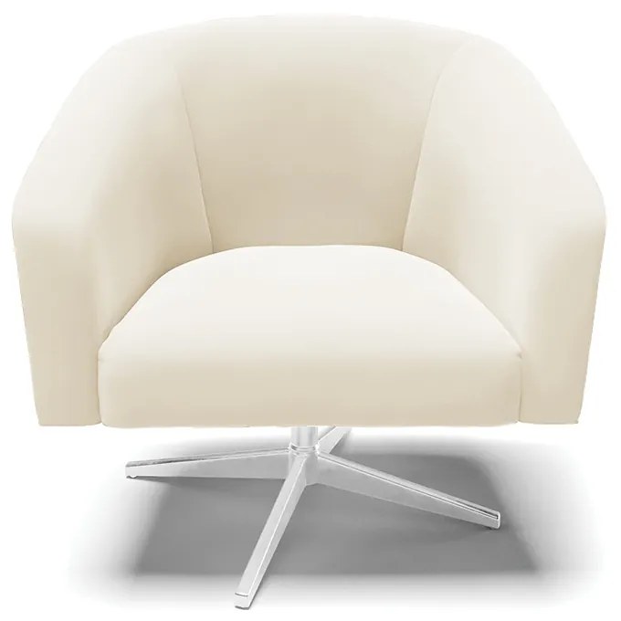 Poltrona Decorativa Giratória Cromada Stella Veludo D03 - D'Rossi - Bege