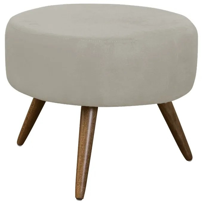Puff Decorativo Redondo Pés Palito Danny Suede Nude