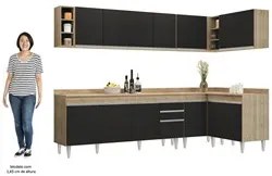 Armário de Cozinha Modulado de Canto 7 Peças CP35 Balcão com Tampo Cas