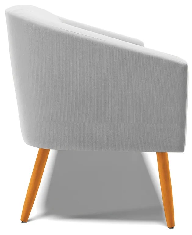 Namoradeira 02 Lugares Stella Suede Cinza Pés Palito Castanho - D'Rossi