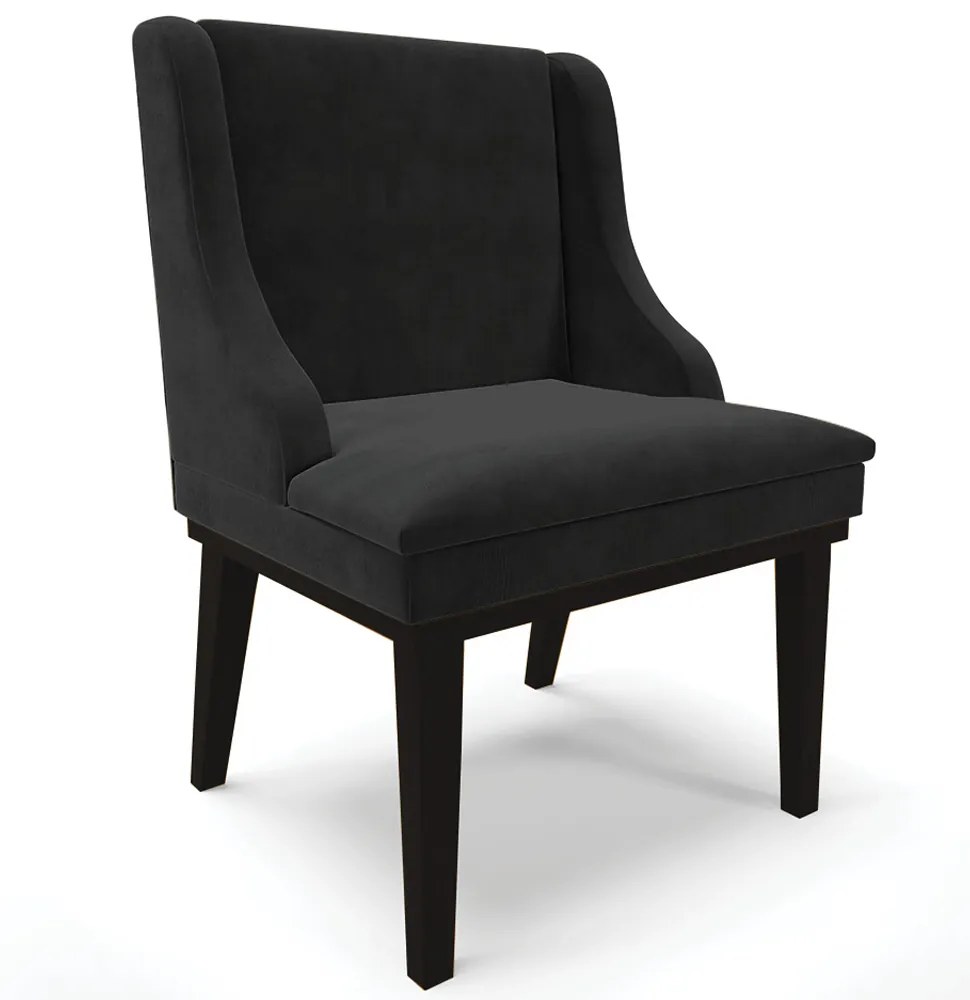 Cadeira Decorativa Sala de Jantar Base Fixa de Madeira Firenze Suede Preto G19 - Gran Belo