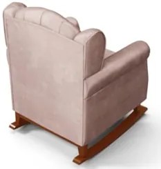 Kit 02 Poltronas Amamentação Base Madeira Balanço Lucy Z39 Veludo Rosê