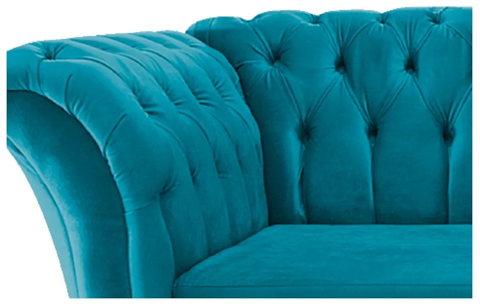 Namoradeira Chesterfield Sofia Suede Azul Turquesa - ADJ Decor