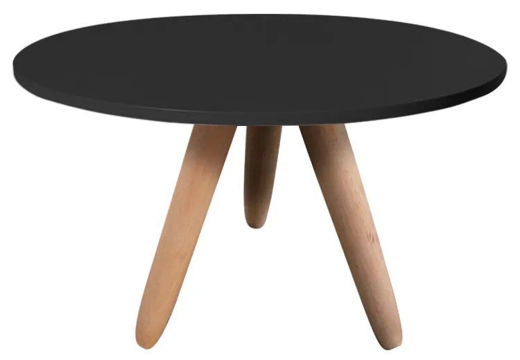 Mesa de Centro Redonda para Sala Pé de Madeira Retrô Camila B04 - D'Rossi - Preto