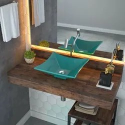Cuba Pia de Apoio para Banheiro Quadrada Luxo 34 C08 Azul Turquesa - M