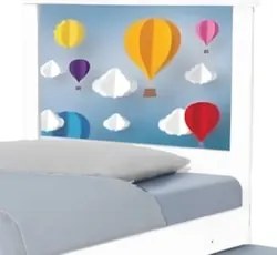 Cama Solteiro Infantil Com Auxiliar 188x88cm Balões K06 - Mpozenato