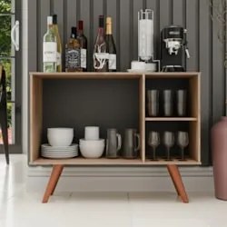 Balcão Buffet Cantinho do Café Bianca Preto/Freijó Z34      - Mpozenat