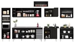 Armário de Cozinha Modulada de Canto 9 Peças CP06 Balcão com Pia Inox