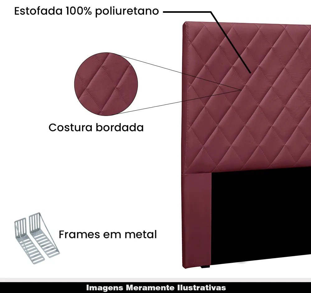 Cabeceira Decorativa 1,40M Baelon Veludo Vinho G63 - Gran Belo