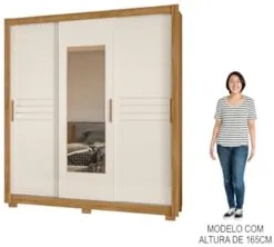 Guarda Roupa Casal 3 Portas de Correr e Espelho 202cm Toronto Z17 Frei
