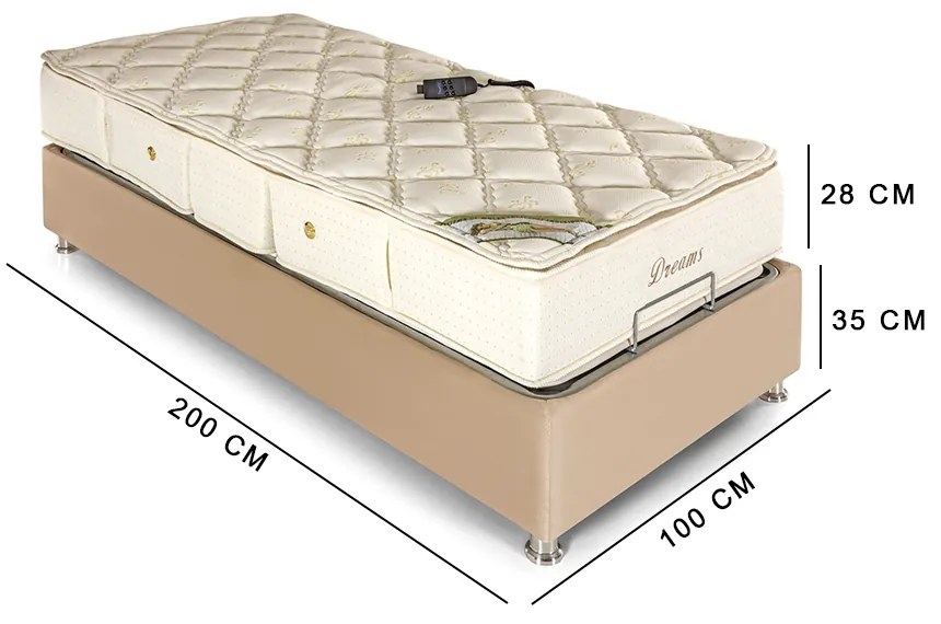 Cama Box e Colchão Articulada 101x203x63cm Dreams Mh1430 C/ Massagem H03 - D'Rossi
