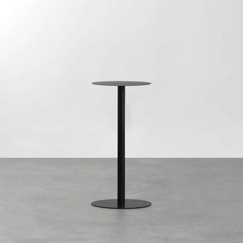 Mesa Lateral Disco Redonda 25cmx50cm - Preto