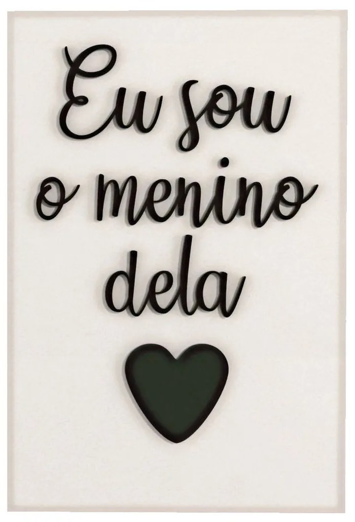 Kit de Quadros 3D Ela é minha menina Eu sou o menino dela 30x20 cm - Preto E Branco