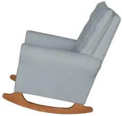Poltrona Amamentação Base Madeira Balanço Maju Bouclê Cinza F03 - Mpoz