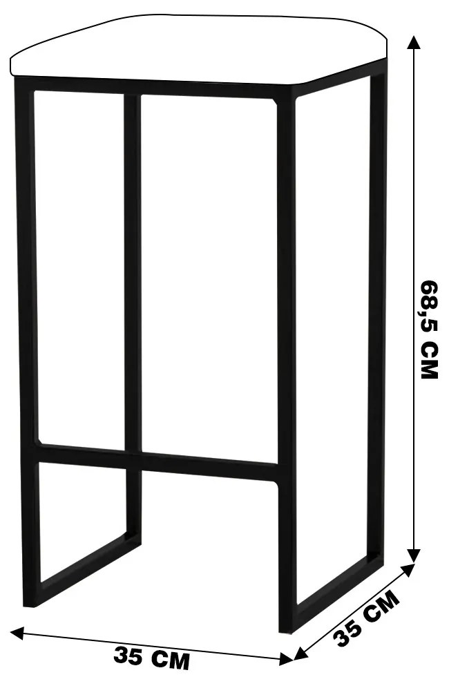 Banqueta Decorativa Billie Base Preta Veludo Bege G41 - Gran Belo