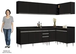 Armário de Cozinha Modulado de Canto 6 Peças CP32 Balcão com Tampo Pre