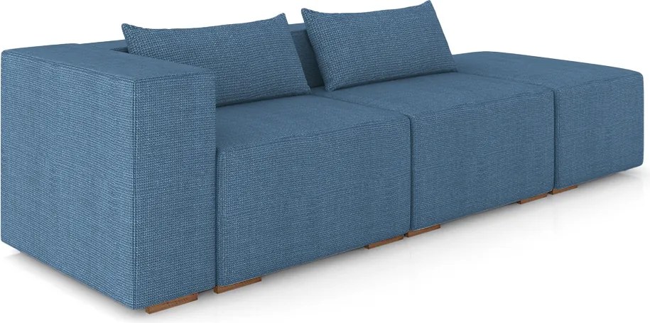 Sofá Versátil Sala de Estar Atlanta 318cm Modulado Linho Azul G52 - Gran Belo