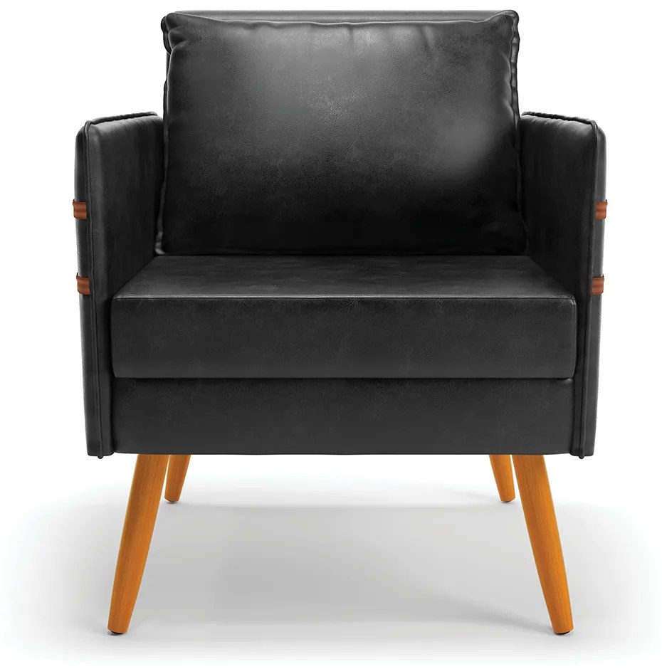 Kit 02 Poltronas Mari Corano Pés Palito Castanho D03 - D'Rossi - Preto