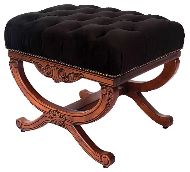 Puff Decorativo Sala de Estar Arsenal Veludo Preto G71 - Gran Belo