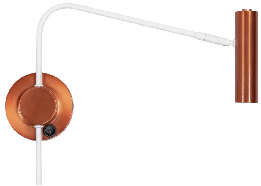 Arandela Jingle Articulada 40X31X12Cm 1Xmr11 - Usina 16924/40 (BT / CB-P - Branco Texturizado/ Cobre Brilho Polido)
