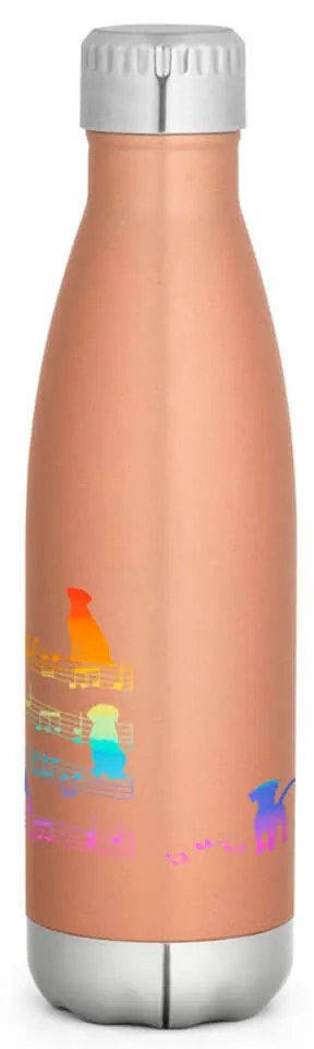 Garrafa Térmica Inox Brilhante 510 ml Cachorro Musical Arco Iris - Dourado