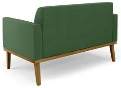 Sofá Namoradeira e 2 Poltronas Base Madeira Castanho Maressa Suede Ver