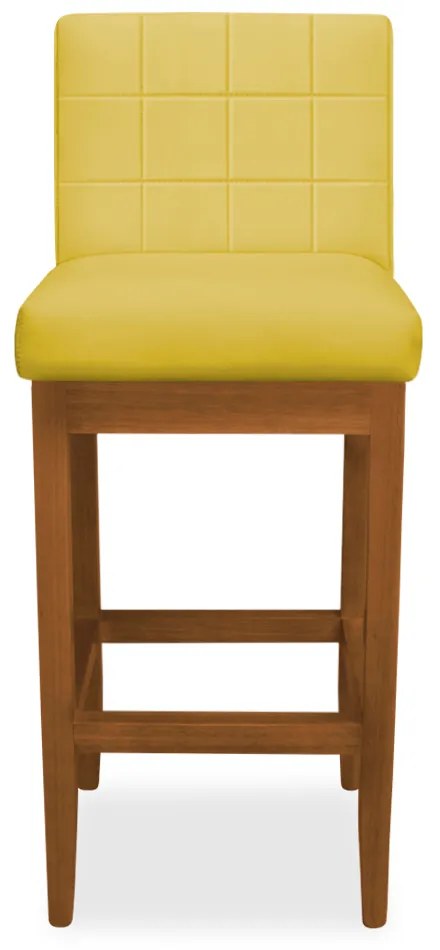 Kit 4 Banquetas Alta Sueli Base Madeira Maciça Estofada Suede Amarelo