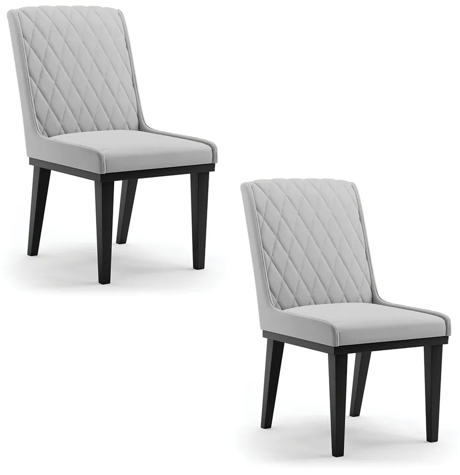 Cadeira Sala de Jantar Base Madeira Preto Kit 2 Sofia Suede D03 - D'Rossi - Cinza