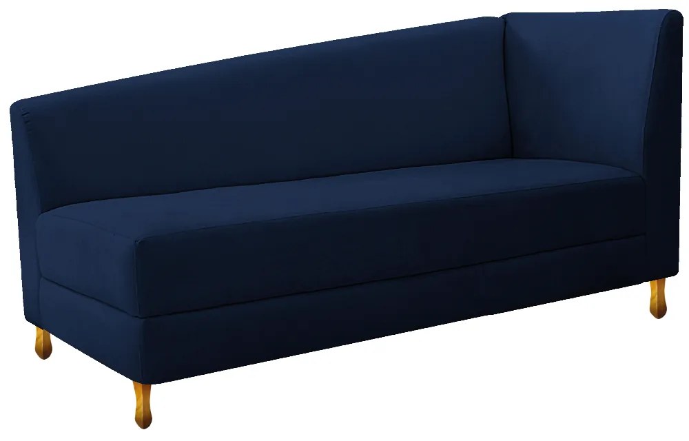 Recamier Valéria 140cm Lado Esquerdo Suede Azul Marinho - ADJ Decor