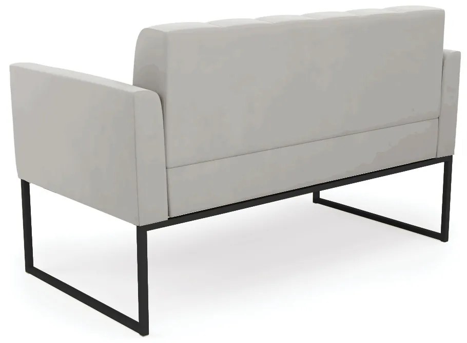 Kit 1 Sofá Namoradeira e 2 Poltronas Elisa Veludo Base Metálica Industrial Preto - D'Rossi - Cinza