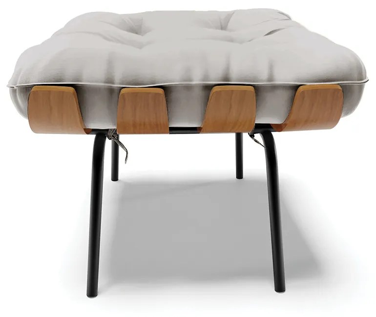 Puff Costela Veludo Base Metálica Preto M11 - D'Rossi - Cinza