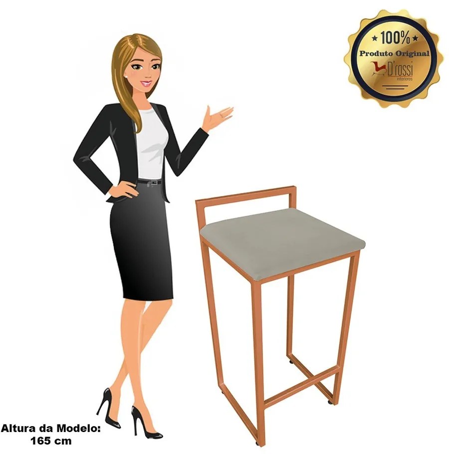 BANQUETA ALTA LAVINIA SUEDE BASE COBRE D - Marrom Rato