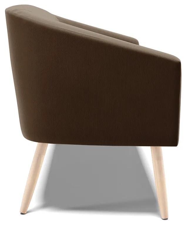 Namoradeira 02 Lugares Stella Suede Marrom Pés Palito Natural - D'Rossi