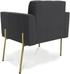 Poltrona Para Sala Pé Metal Dourado Kit 2 Ana Bouclé Grafite - Ibiza