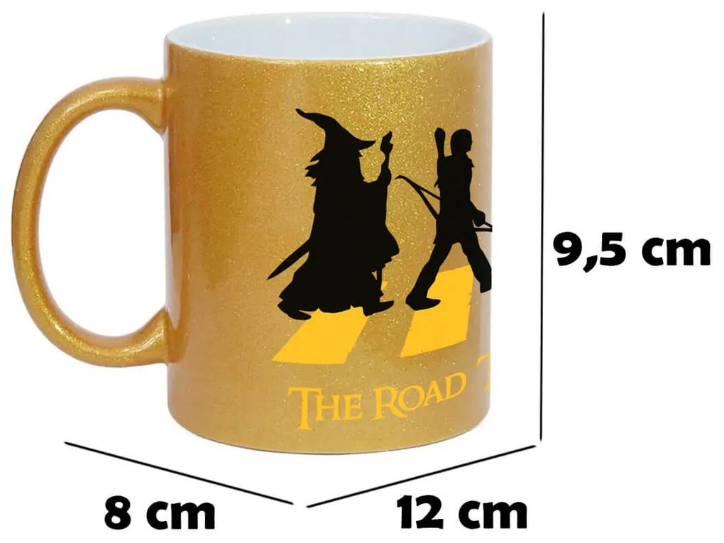 Caneca Road to Mordor Senhor dos Anéis Dourada