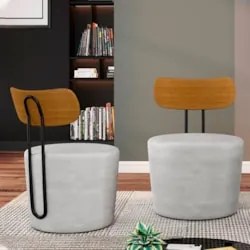 Kit 2 Poltronas Decorativas Redondas 53cm Le Moon Z32 Veludo Cinza - M