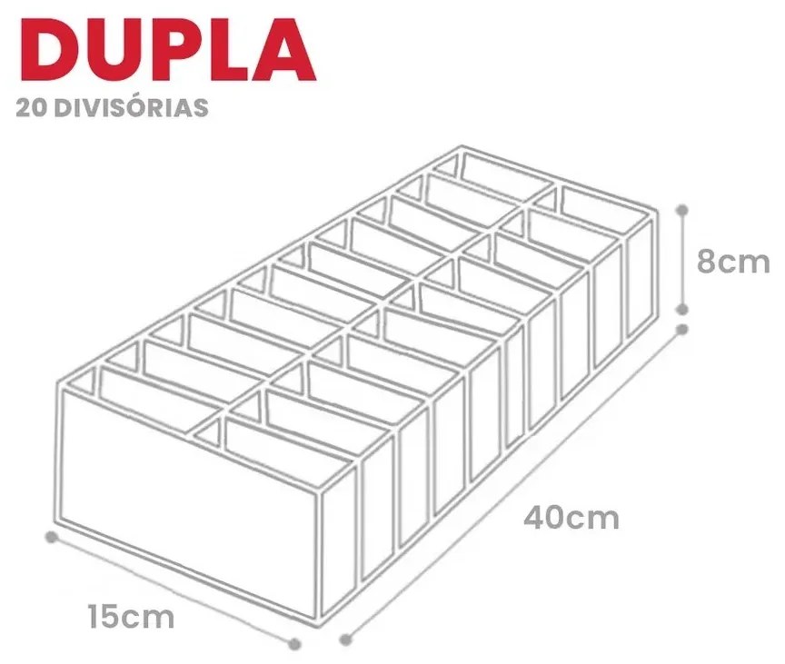 Kit Com 3 Organizadores de Gaveta Dupla Invisíveis - 12 nichos