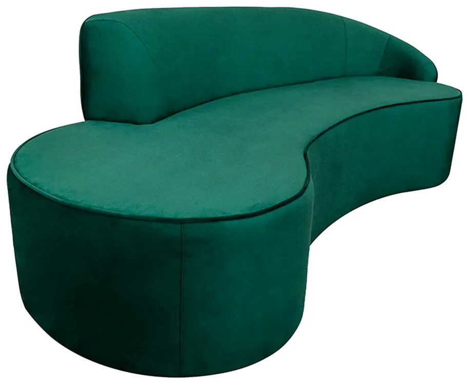 Sofá Decorativo 3 Lugares 210cm Abby Encosto Direito Curvo Veludo Verde G15 - Gran Belo