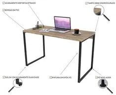 Conjunto Escritório Estilo Industrial Mesa 120cm e Estante 60cm 4 Prat